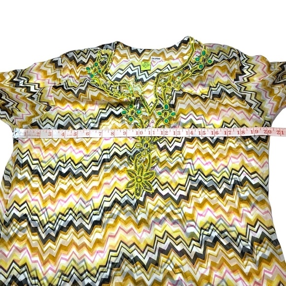 RAJ 100% Silk Heavily Beaded Embellished Swim Suit Coverup MADE IN INDIA Sz XL - Picture 5 of 9